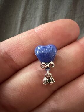 Pandora Blue Heart Charm with Silver Bow and Dangle Shoes